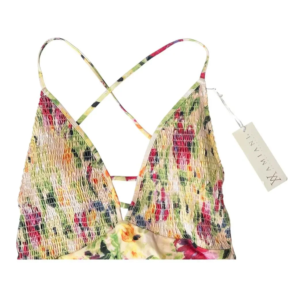 NWT Amiani Resort One Piece Floral Swimsuit Crossback Size XL